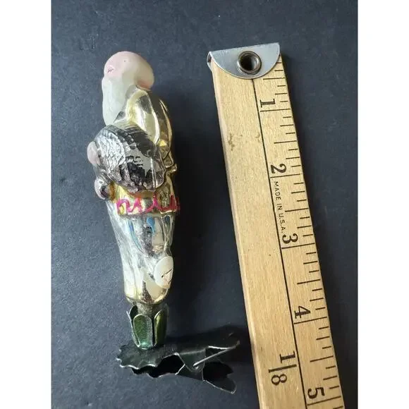 Antique USSR Soviet Fisherman Seine Mercury Glass Clip On Christmas Ornament
